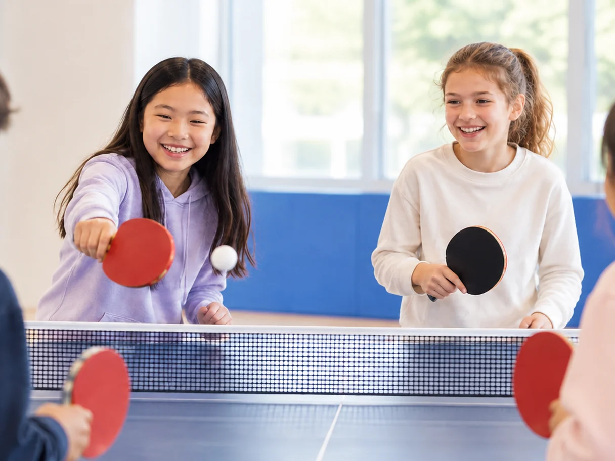 Table tennis in the E-PLEX Jeffrey indoor gym
